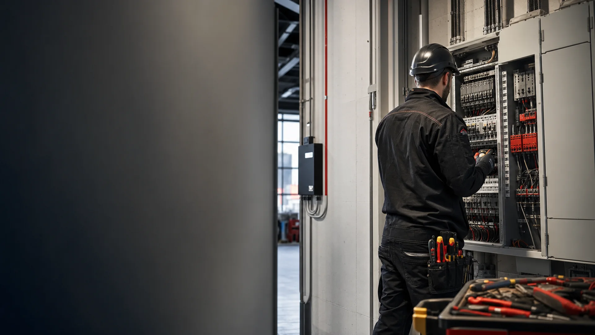Électricien commercial installant des conduits sur la Rive-Sud de Montréal